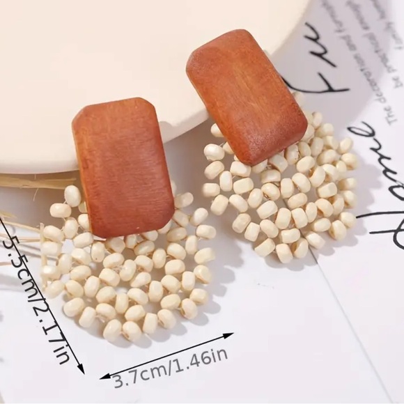 NEW| Bohemian Light Weight Wooden Pierced Earrings - Picture 4 of 6